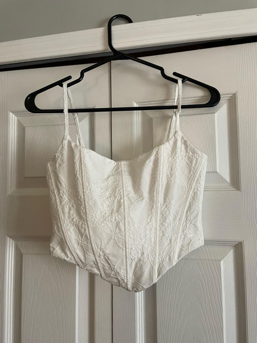 White Fox Boutique White Embroidered Corset Tank Top